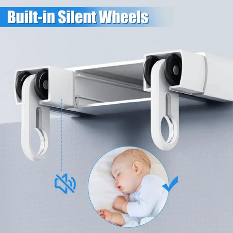 Premium 150 Pack Heavy Duty Curtain Track Rollers In Crisp White Aluminum Featuring Dead Quiet Pulleys That Glide Like Butter On Wall Or Ceiling Mounts For Big Time Home Decor Upgrades with silent wheels.
