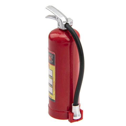 Side view of Two Pack Simulation Fire Extinguishers Decoration Set With Stickers for RC Crawler Models Compatible with Traxxas TRX4