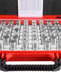 82-piece steel plug pin gauge set in red case, 0.751 to 0.832 inch range, minus Class ZZ tolerance, for precision machining and metrology.