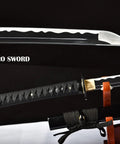 Handcrafted Practice Katana With Full Tang Blunt Blade For Dojo Training, white hamon detail, blood groove, black handle