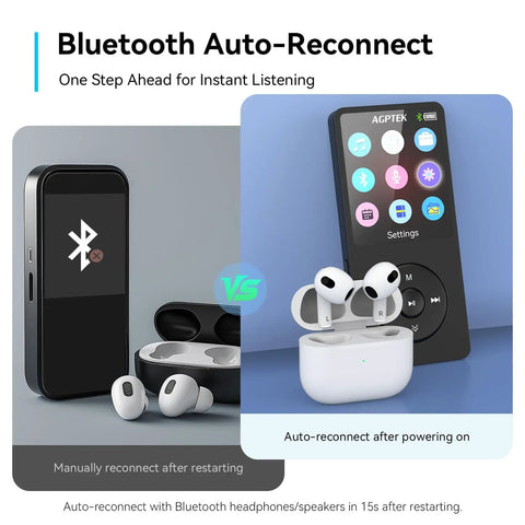 Comparison of Bluetooth connectivity with the Bluetooth 5.3 MP3 Player With Built In Speaker 1.8 Inch Screen FM Radio Voice Recorder 32GB Internal Storage Expandable Up To 128GB MicroSD Portable Music Player For On The Go