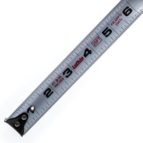 Close-up view of the Power Tape Measure 1 Inch By 25 Feet Pink Camo, featuring pro-grade durable tape for accurate quick read measurements.