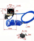 Detailed view of Heavy Duty MQL Spray Pump 1L Pneumatic Pulse Lubrication System with blue tubing and mounts for CNC machining.