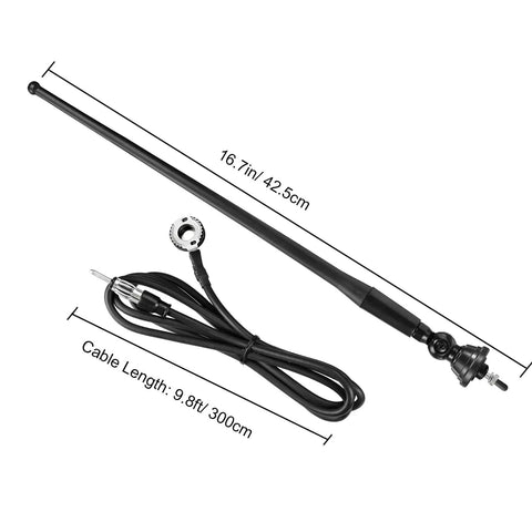 16 Inch Rubber Duck Flexible Mast Boat Radio Antenna For FM AM Stereo, Works Great On Boat Car RV Motorhome ATV UTV Tractor Yacht