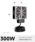 One Piece Heavy Duty Industrial Cabinet Heater Stops Freezing and Moisture Buildup Includes Adjustable Thermostat 220V Electric Heat Unit side view with fan and power cord.