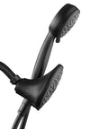 Matte black 2 In 1 Dual Shower System With Rain Head And 7-Mode Handheld Shower Head One Touch Switching visible.