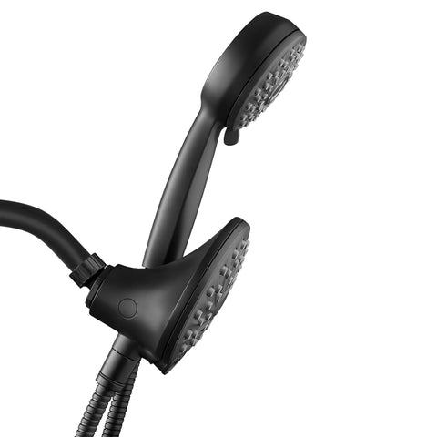 Matte black 2 In 1 Dual Shower System With Rain Head And 7-Mode Handheld Shower Head One Touch Switching visible.