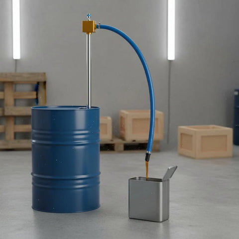 Heavy Duty Electric Drill Oil Transfer Pump With Aluminum Alloy Anti Rust Pipe Pro Grade Fluid Transfer Attachment For Auto Shops And Industrial Gear Handles Viscous Oil And Water Like A Boss Universal Handle, blue barrel setup