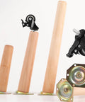 Heavy Duty Wooden Table Legs Set Of Four Rock Solid Tapered Design With Smooth Rolling Casters And Secure Brakes visible in various sizes.
