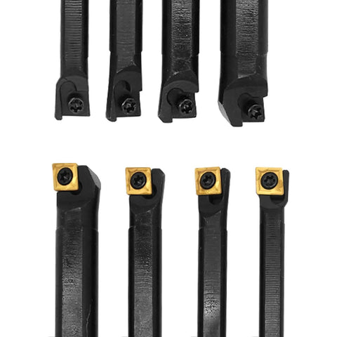 Badass Mini Metal Lathe Boring Bar Set With Versatile Shank Tool Holders And CCMT Carbide Turning Inserts view of tool holders and inserts