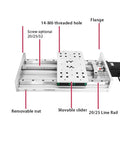 Heavy Duty Ball Screw Slide Module With Slick Linear Rail And Rock Solid Stepper Motor Easy Rack Up For Science Labs And Factories Built Tough For Daily Grind, detailed view of components including flange and movable slider.