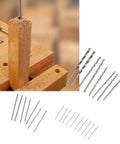 Pro Grade HSS Micro Drill Bit Set, 25Pcs Precision Micro Bits From 0.5mm To 3.0mm For PCB Work, Jewelry Making, displayed with wood drilling example
