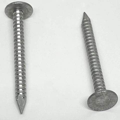 One Hundred Pack 1.25 Inch Ring Shank Aluminum Nails Flat Head Rust Resistant Finish Built For Vinyl Siding Roofing Fascia Trim Jobs Demanding Heavy Duty Performance