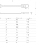 Diagram of 1/4 Inch Flex Head 12-Point Ratcheting Combination Wrench With 180 Degree Flex For Navigating Obstructions In Tight Spaces