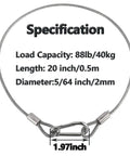 Five Pack Stainless Steel Safety Cables For Lighting Luggage Garage Doors And Cameras 20 Inch Long Load Rated Up To 88 Lbs