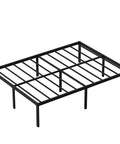 Heavy Duty 18 Inch Full XL Metal Bed Frame Zero Flex Rock Solid Steel Platform Base in matte black showing support slats.
