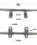 8 inch 316 stainless steel boat cleats open base with hardware set of 4 for dock marine use showing dimensions