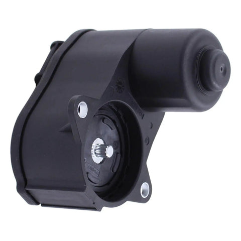 Heavy Duty Rear Parking Brake Actuator Replacement Shop Tested For Volvo XC60 S60 V60 XC70 S80 Sedan Wagon Model Year 2010 Through 2019 Rock Solid Auto Repair Part, shown from a side angle.