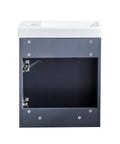 Front view of 16 Inch Bathroom Vanity With Sink, White Ceramic Vessel, Wall Mounted Storage Cabinet, Modern Gray MDF Vanity For Small Bathrooms
