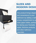 Sleek Matte Black Toilet Paper Holder With Shelf And Drawer Wall Mount Dispenser for flushable wipes, tampons, XL wet wipes
