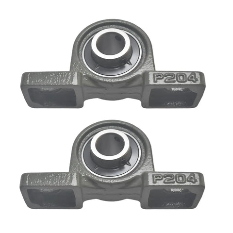 Galvanized Jackshaft Kit For Go Karts And Mini Bikes Three Quarters Inch By Ten Inch Fits 40 41 420 Chains Complete Bolt On Kit Ready To Roll With Pillow Block Bearings And Circlip Slots. Close-up of two pillow block bearings.