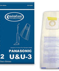 12 Replacement Micro Filtration Dust Bags For Panasonic Upright Vacuum U U-3 U-6 Series Fits Like A Glove packaging and product