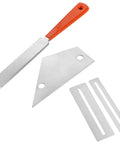 Guitar Luthier Tool Kit Pro Grade with fret crowning file, metal fingerboard guards, and leveling tools on white background