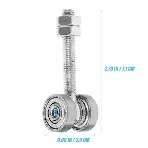 Close-up of Heavy Duty Sliding Door Roller Pulley Assembly With Double Bearings For Smooth Gliding Patio And Window Rails Built Tough With Rock Solid Steel Hardware And A Tight Slip In Install.