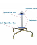 Heavy Duty Vertical Bubble Wrap Roll Holder Aluminum Shipping Dispenser with positioning clamp and square tube base.