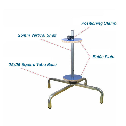 Heavy Duty Vertical Bubble Wrap Roll Holder Aluminum Shipping Dispenser with positioning clamp and square tube base.