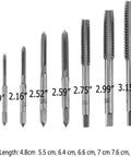 7 Piece M3 To M12 Thread Tap Set For Metalworking Spiral Point Taps Pro Grade With Downward Chip Removal For Through Hole Tapping HSS 6542 Nitriding Coated Coarse Thread M3 M4 M5 M6 M8 M10 M12 By Fongmore, showing various tap sizes.