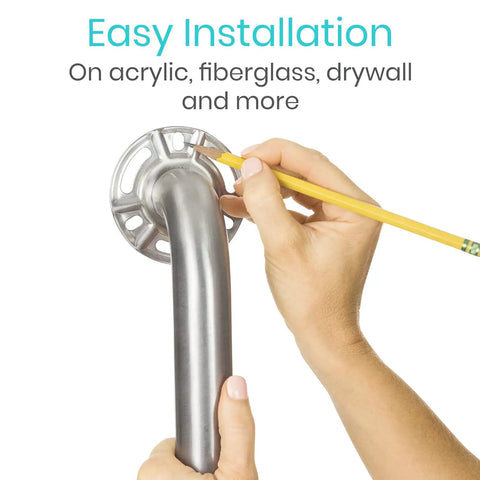 Grab Bar For Showers You Can Trust, Antislip Handrail For Seniors, Heavy Duty, Brushed Nickel being marked for wall installation
