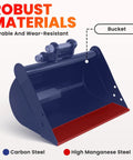 Flat Backhoe Bucket For Mini Excavators 19.7 Inch Steel Attachment For Digging Loading And Cleaning Sand And Soil Easy To Install
