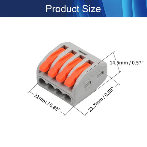 4 Position Spring Wire Connector Kit PCT-214 Screw Quick Terminal Block With Spring Clamp Barrier Block Cable Clamp dimensions image