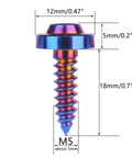 Heavy Duty Premium Titanium Self Tapping Screws M5x18mm Torx Star Drive 4 Pack Burnt Blue Coating showcasing dimensions of the screw.