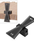 Heavy Duty Aluminum Alloy Dovetail Marking Gauge And Woodworking Scriber Ruler on wood, showing 1:5 and 1:8 scales.