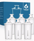 Six Pack Water Filter Cartridges Compatible With Brita Pitchers, BPA Free, US Standard, fits Brita dispensers shown