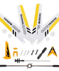 Ultimate Spare Parts Kit for S107 and S107G RC Helicopters in Yellow ABS Plastic and Alloy, showing all components