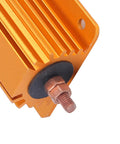 Beefy 200W 8 Ohm Aluminum Housed High Power Resistor for Industrial Equipment Power Supply and Top Tier Audio Systems Rugged Professional Grade Electrical Component, orange finned housing with terminal stud