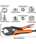 Heavy Duty Snap Fastener Pliers Set With 100 Pieces Of Metal Button Kit In Four Colors For Quick Reliable Sewing And Repair Projects For DIYers And Hobbyists Built From Stainless Steel And Brass For Lasting Durability, 23cm pliers