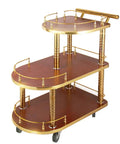 Top Tier Three Tier Kitchen Storage Trolley Cart Built Tough With Durable Wood Panels And Smooth Gliding Casters, features gold accents, 69x40x81cm.