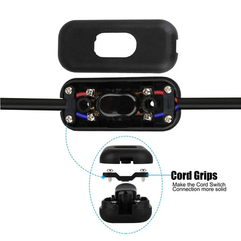 Inline Cord Switch 2 Pack On Off DPST Control Lamp Switch For Bedroom Table Lamps And Desk LED Lighting internal view