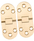 180 Degree Brass Folding Table Hinge CNC machined solid brass construction with gold finish and screw holes visible
