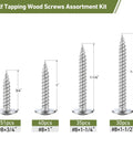 Heavy Duty Stainless Steel 156 Piece Screw Assortment Kit Featuring Self Tapping Phillips Modified Truss Heads for Wood and Metal Projects. Assortment of various screws in lengths.