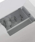 Zero Drama Automatic Countertop Ice Machine Cranking Out Fresh Clear Cubes At Nine Point Five Kilograms Daily With Food Grade Abs Body and lid view showing clear ice cubes inside.