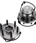 2WD Front Wheel Bearing And Hub Assembly Set Of 2 Fits 2000-2008 Chevy Tahoe Suburban Avalanche Express 1500 2500 Cadillac Escalade GMC Yukon XL Savana With 6 Lug And ABS, front and side view showing metal construction and lug structure.
