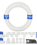 Fridge Water Line Kit 1/4 In OD Tubing 32.8 Ft For RO System And Ice Maker With 12 Quick Connects And Tubing Cutter Easy Install Durable DIY Refrigerator Water Line Setup