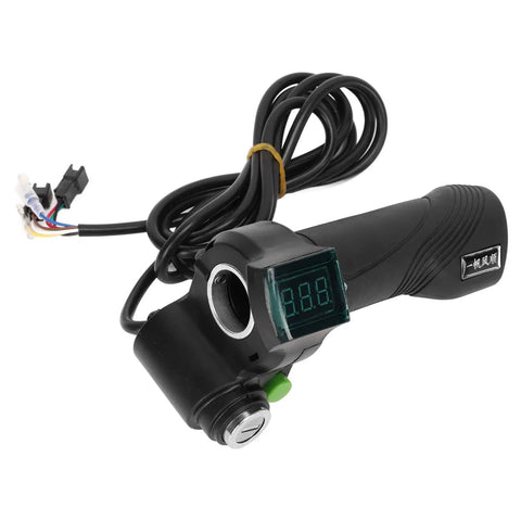 Electric Bike Throttle Grip With Lock Blue Screen Handlebar For Riding 12V To 99V Voltage Auto Detect Compatible Spare Parts One Pair Easy Install Plug And Play High Performance Throttle For A Smooth Ride