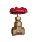 Brass Gate Valve For Water And Gas Lines, 1/2in NPT Female Rotary Globe Valve DN15 with red handle, front view