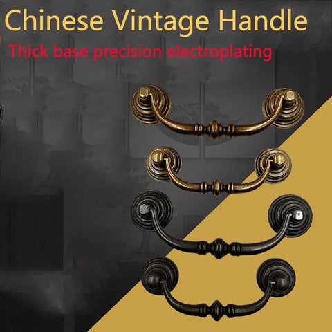 Chinese vintage handle with thick base precision electroplating in brass and bronze finishes.